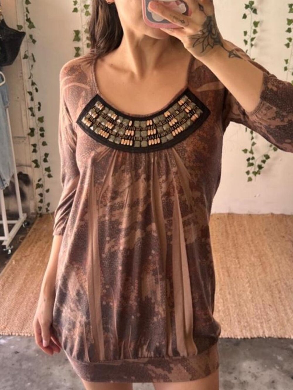 Vintage Y2K Julia's Closet beaded mini dress with beaded scoop neckline - Picture 2 of 4
